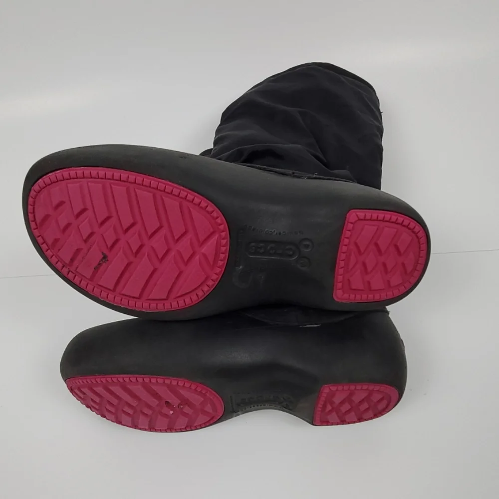 Crocs black lining boots girls toddler size W4